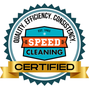 Certification badge for high quality professional speed cleaning