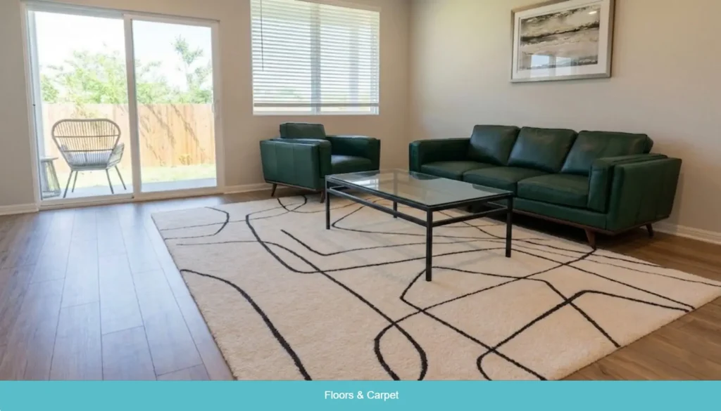 professional carpet cleaning with fresh cleaning lines in modern living room in Austin TX