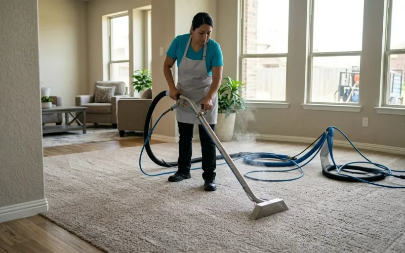 Professional carpet cleaning service using steam extraction in Austin TX
