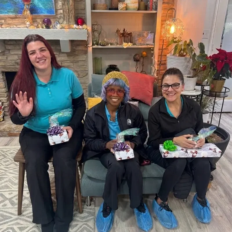 Team with gifts